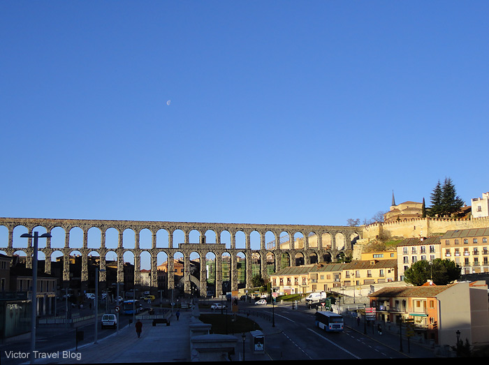 Roman Aqueduct of Segovia, Spain.