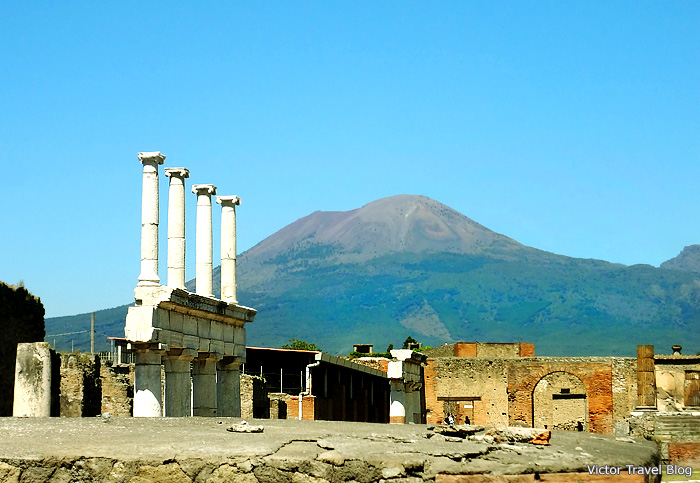 Views of Mount Vesuvius. Pompeii, Italy.