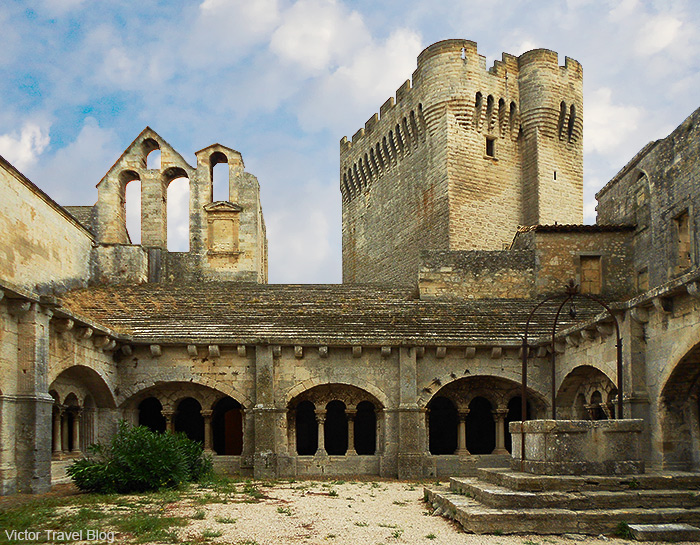 The courtyard of Montmajour Abbey, France.