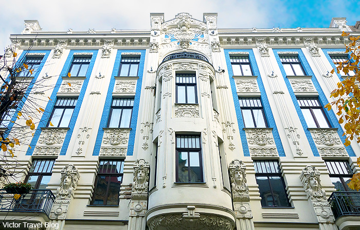 Art Deco architecture style or Jugendstil. Albert Street, 8, Riga, Latvia.