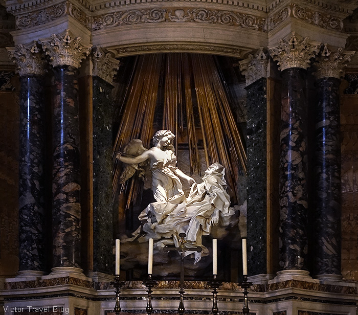 Ecstasy of Saint Teresa by Gian Lorenzo Bernini. Santa Maria della Vittoria, Rome, Italy.