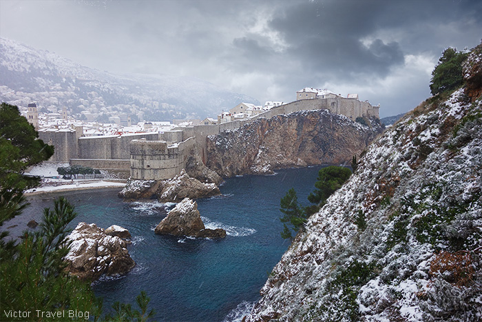 Dubrovnik in snow, Croatia.
