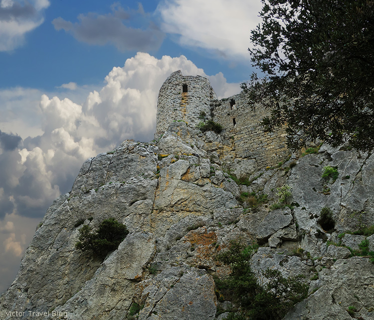 Ruins of the Puilaurens Castle, Languedoc, France.